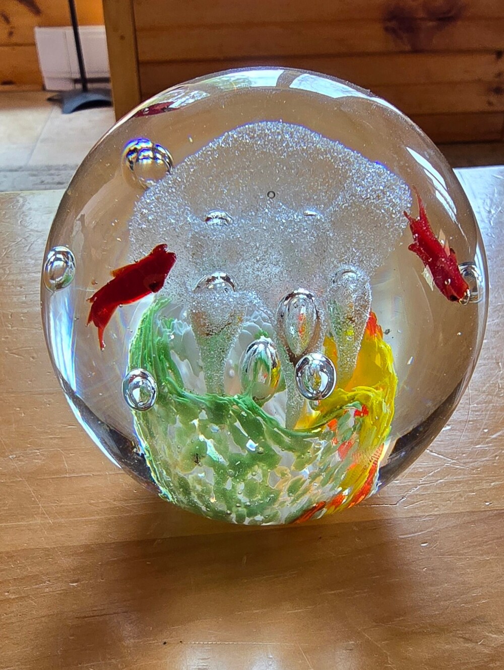 Vintage Murano Style 3" Art Glass Aquarium Paperweight - Hand Blown Fish